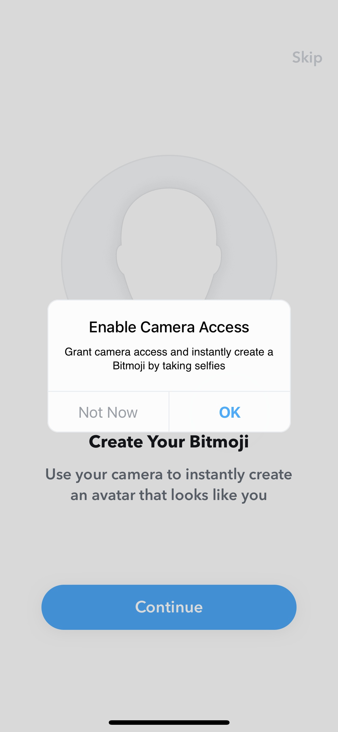 Screenshot of Snapchat - Enable camera
