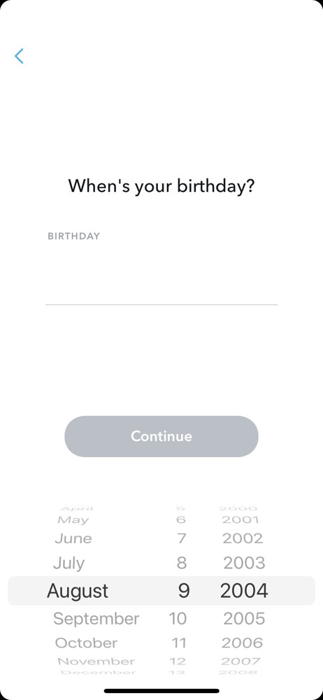 Snapchat Set birthday screenshot