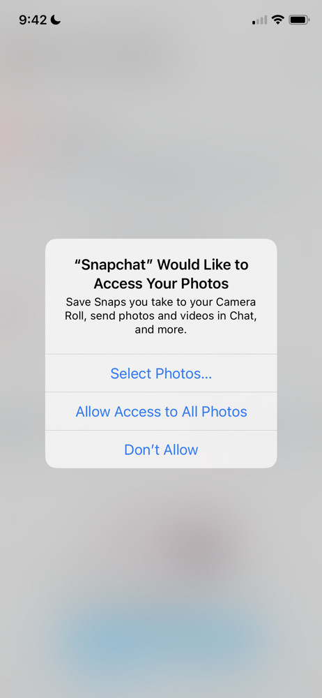 Snapchat Enable photo access screenshot