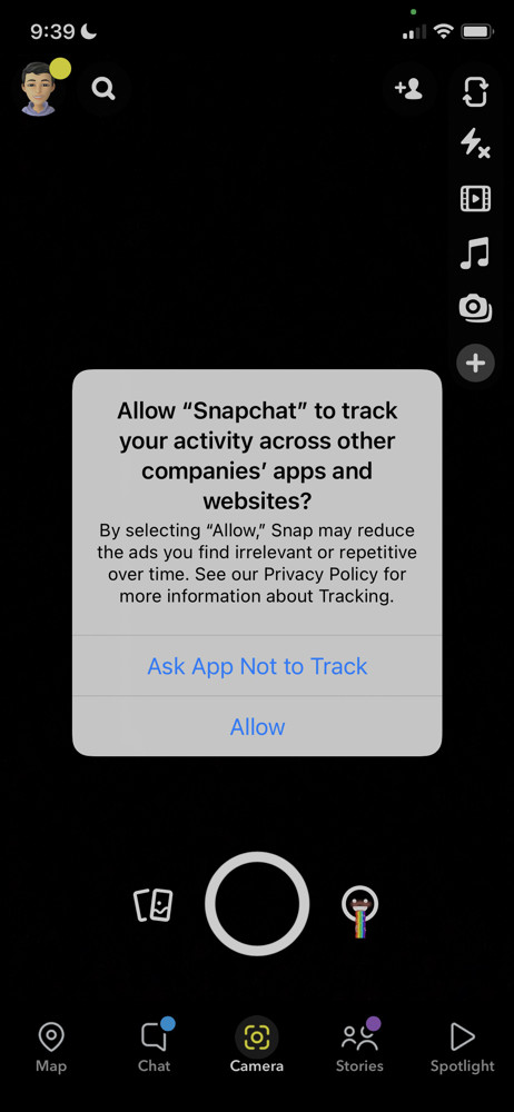 Snapchat Enable tracking screenshot