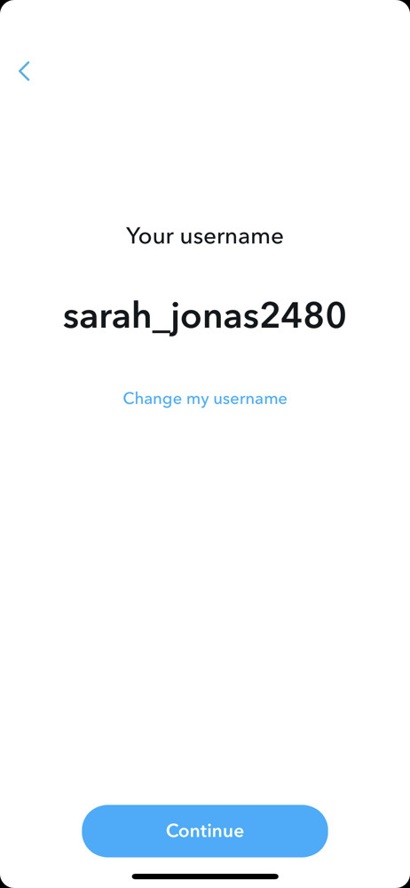 Snapchat Set username screenshot