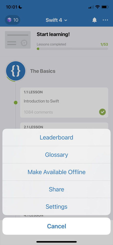Sololearn Navigation menu screenshot