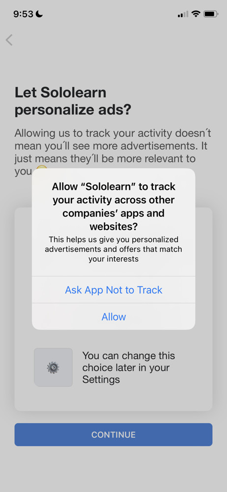 Sololearn Enable tracking screenshot