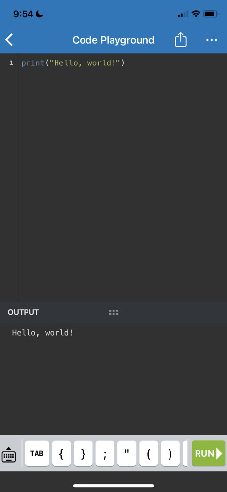 Sololearn Code editor screenshot