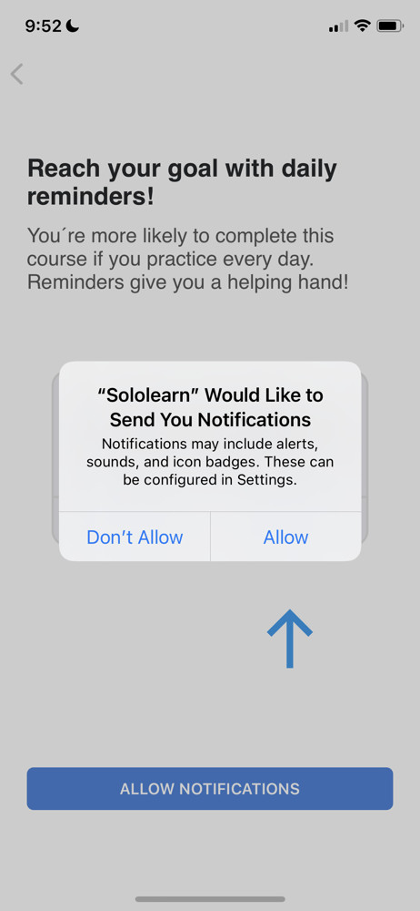 Sololearn Enable notifications screenshot