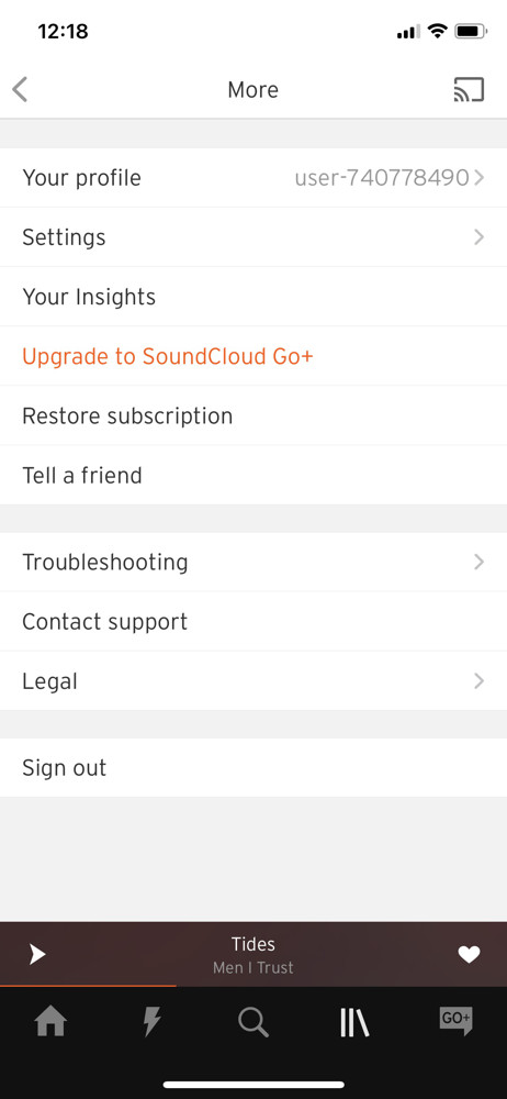 SoundCloud Settings screenshot