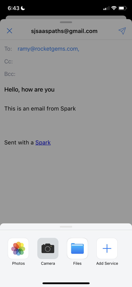 Spark Add attachment screenshot