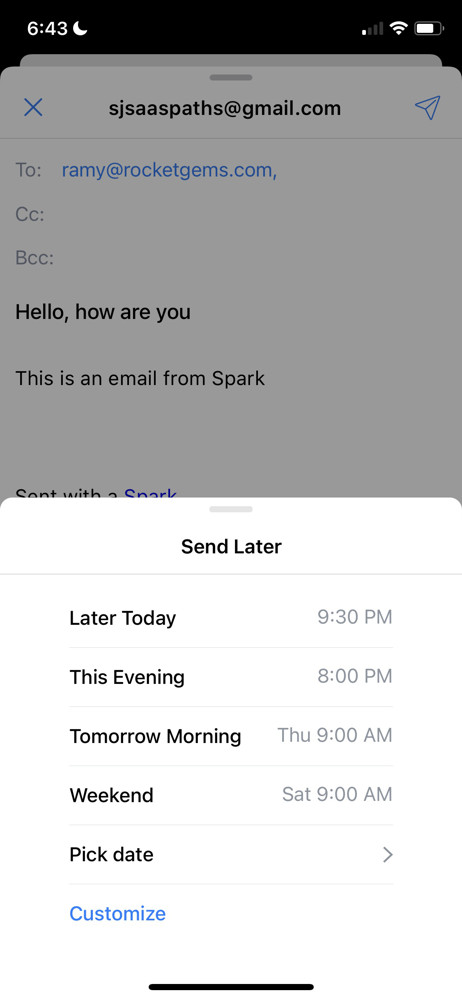 Spark Schedule screenshot