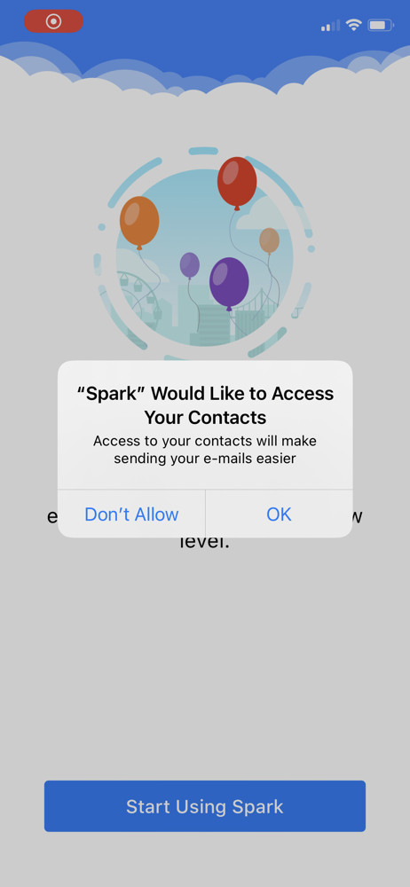 Spark Allow contact access screenshot