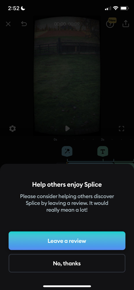 Splice Feedback request screenshot