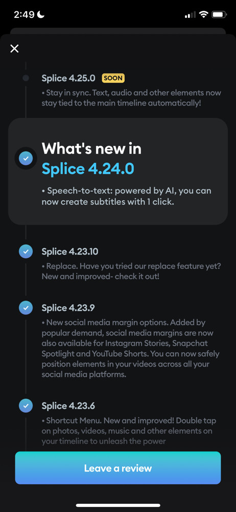 Splice Updates screenshot