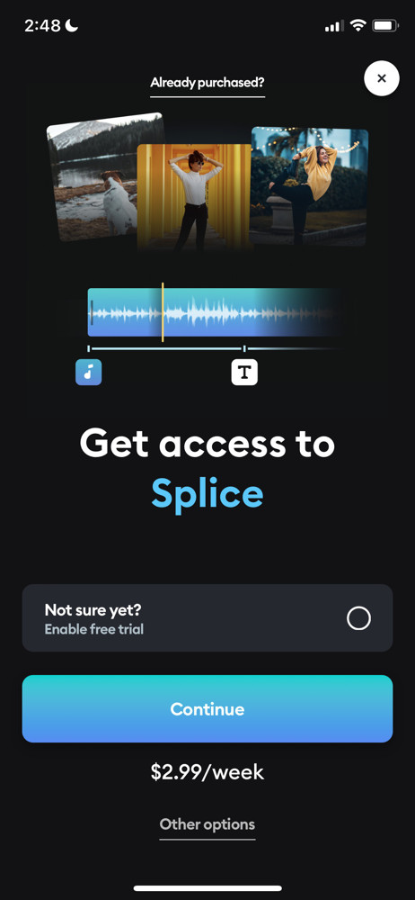 Splice Start trial screenshot