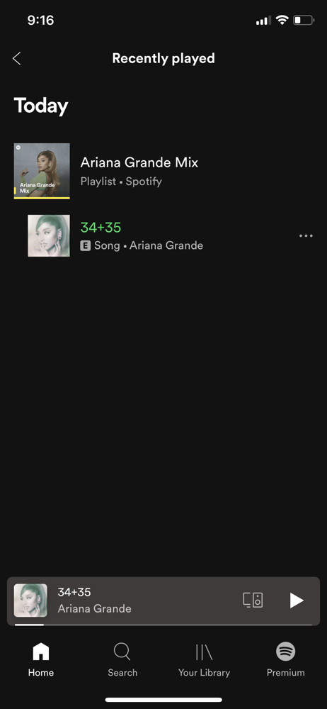 Spotify History screenshot