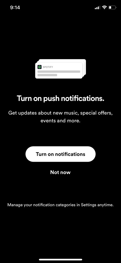 Spotify Enable notifications screenshot