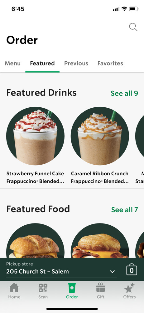 Starbucks Order screenshot