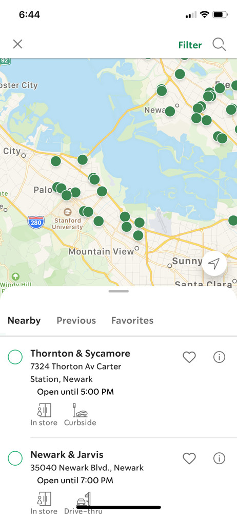 Starbucks Search map screenshot