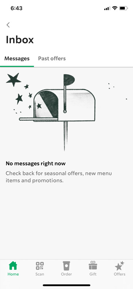 Starbucks Inbox screenshot