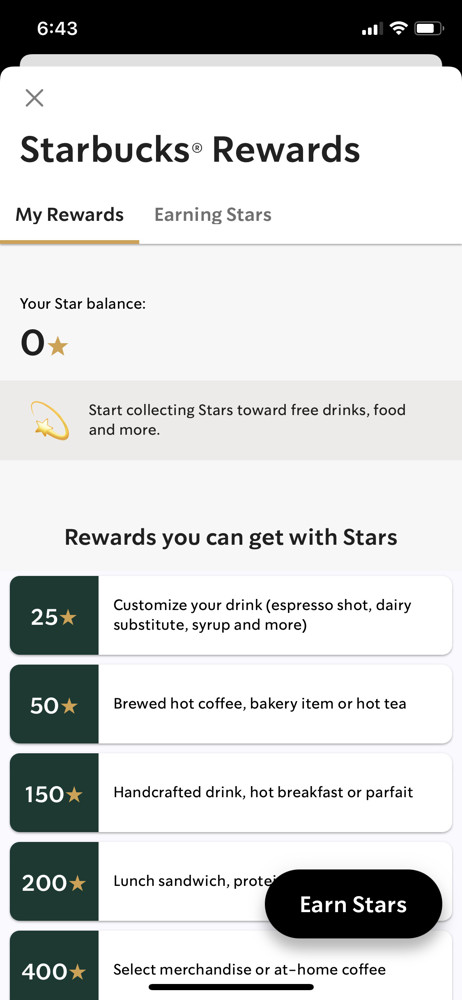 Starbucks Rewards screenshot