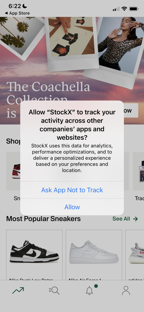 StockX Enable tracking screenshot