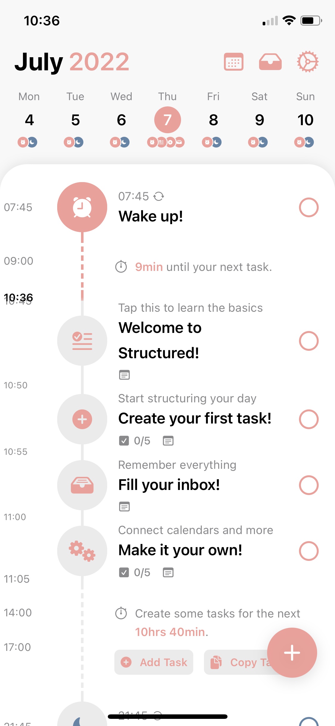 Screenshot of Structured - Tasks