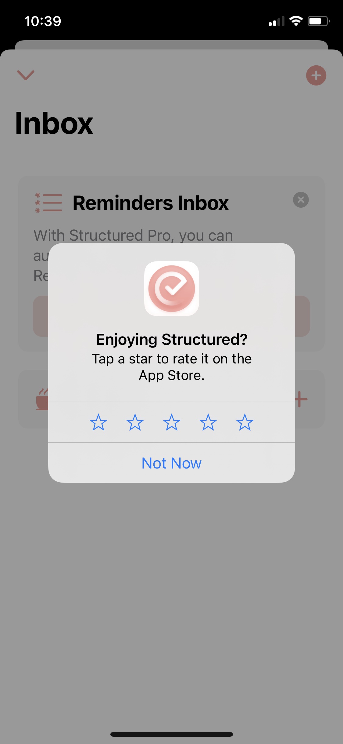 Screenshot of Structured - Feedback request