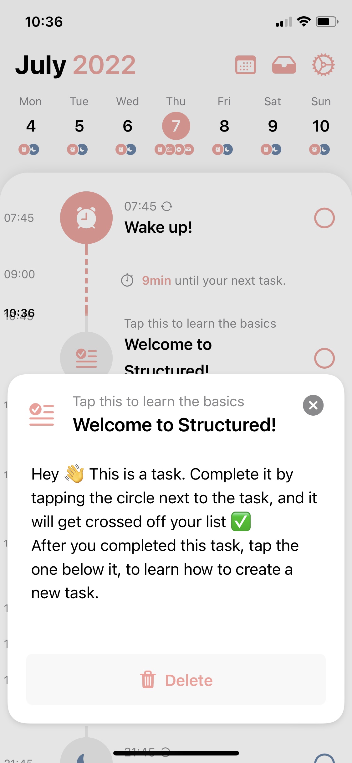 Screenshot of Structured - Task