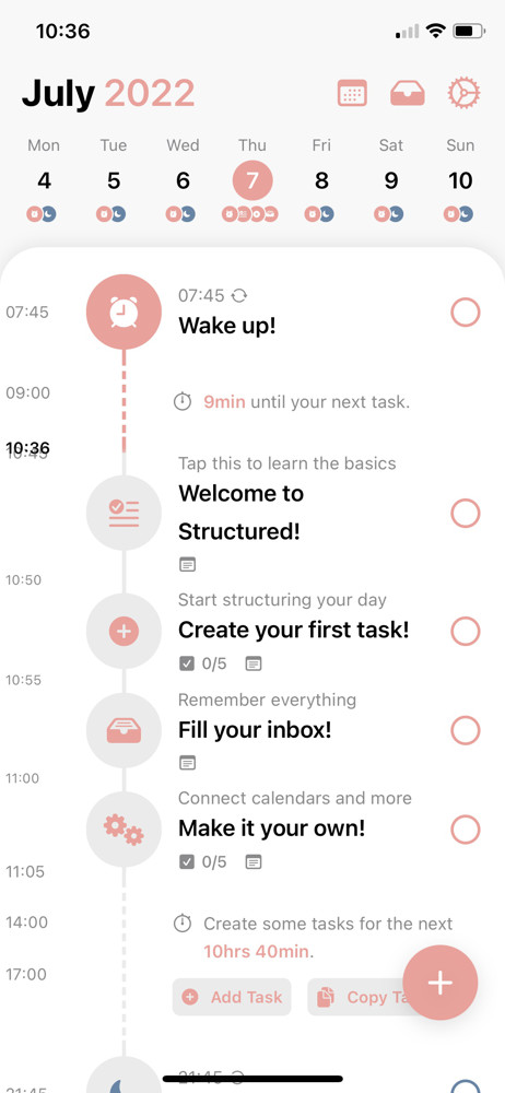 Structured Tasks screenshot