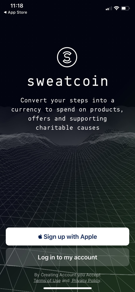 Sweatcoin Start screen screenshot