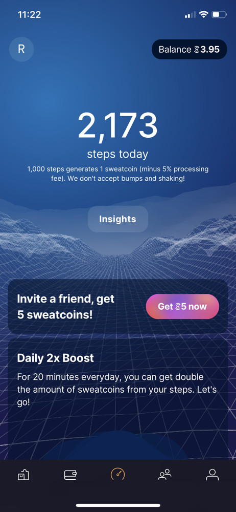 Sweatcoin Dashboard screenshot