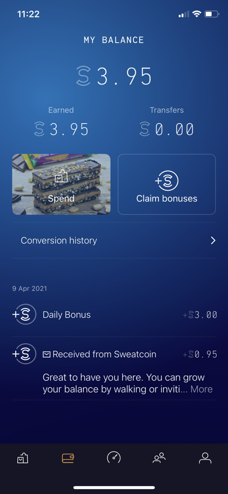 Sweatcoin Balance screenshot