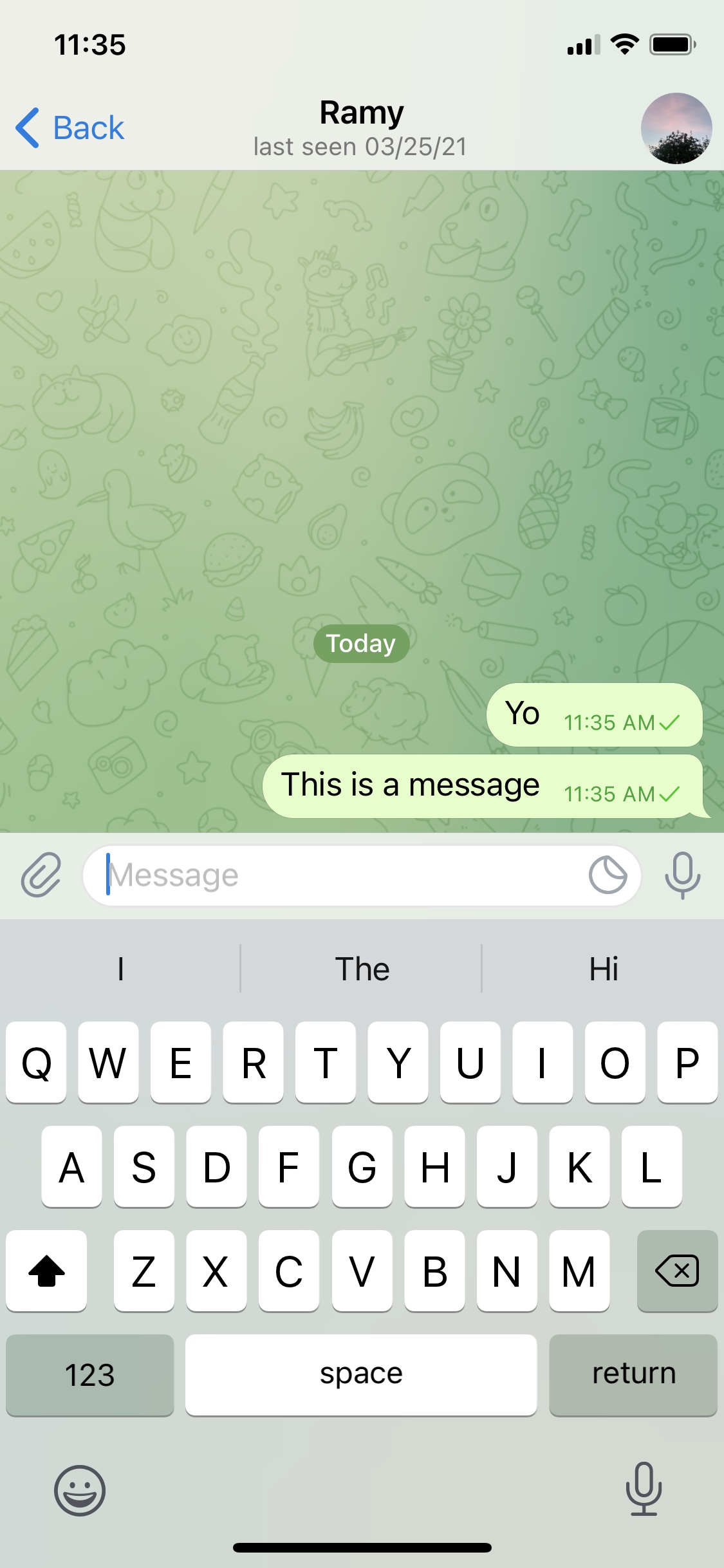 Screenshot of Telegram Chat