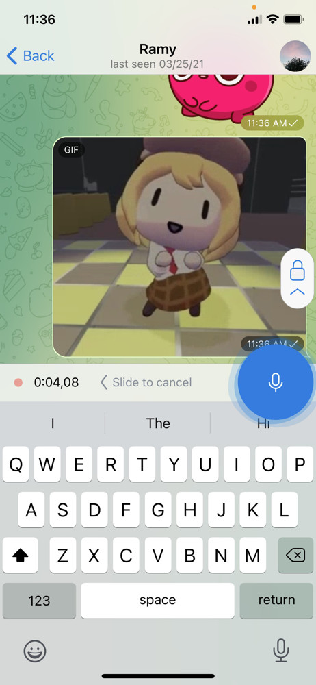 Telegram Send voice message screenshot