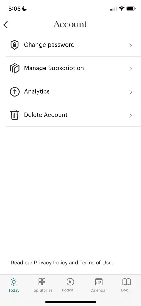 theSkimm Account settings screenshot