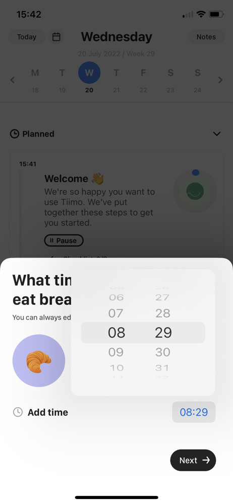 Tiimo Select time screenshot
