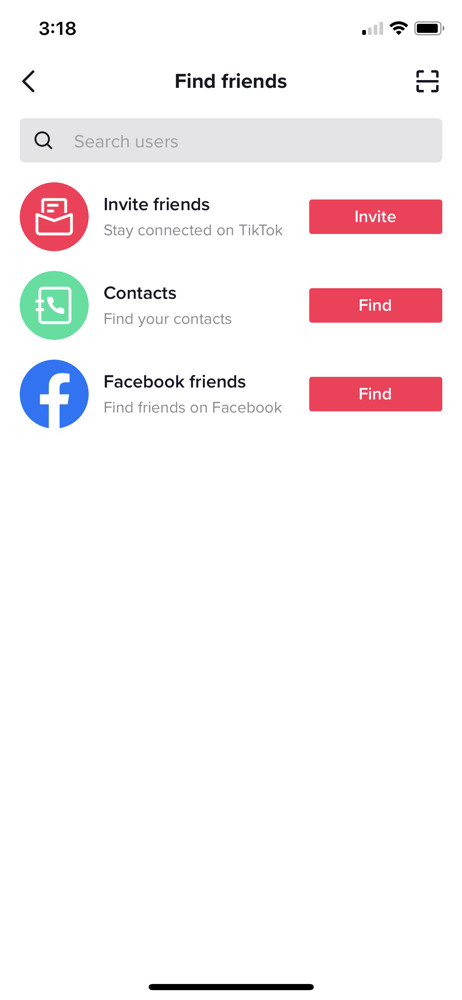 TikTok Find friends screenshot