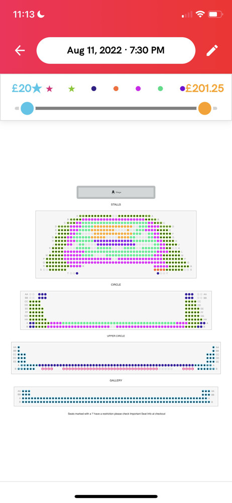 TodayTix Select seats screenshot