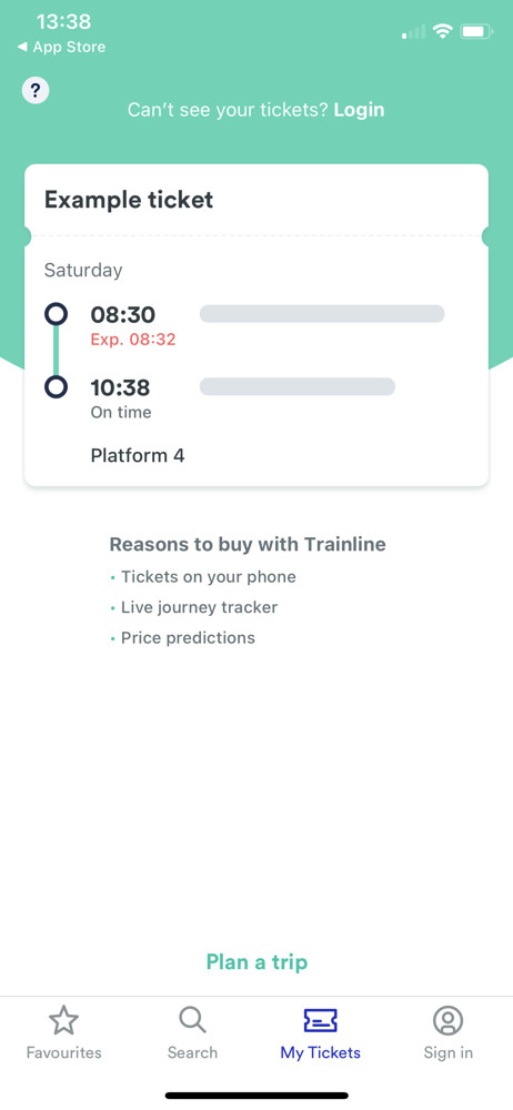 Trainline Orders screenshot