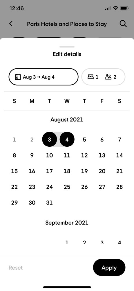 Tripadvisor Set dates screenshot