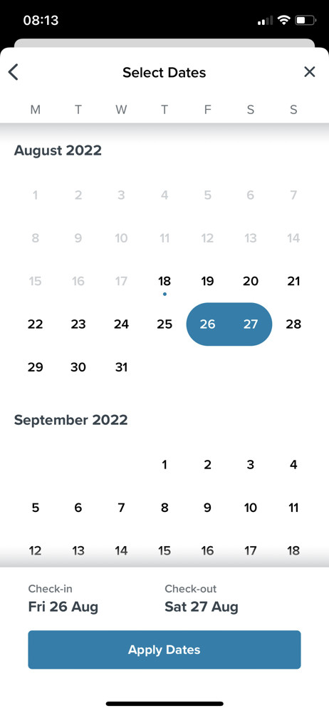 Trivago Set dates screenshot
