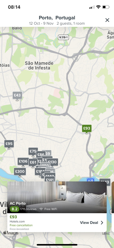 Trivago Map screenshot