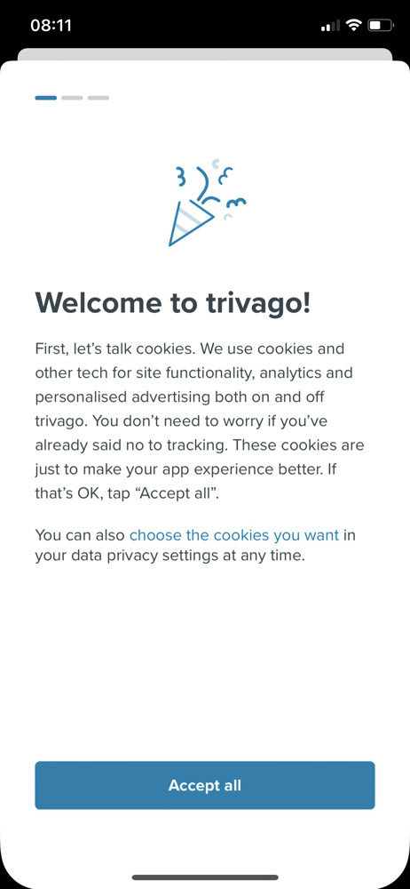 Trivago Welcome slides screenshot