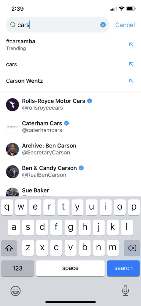 Twitter Search screenshot
