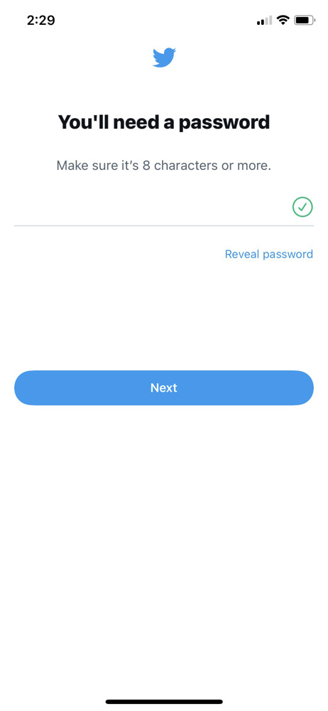 Twitter Set password screenshot
