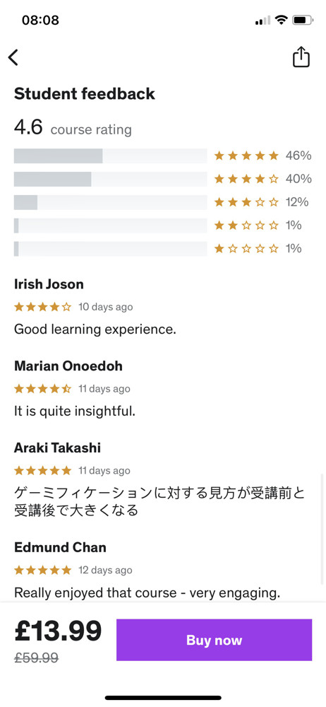 Udemy Reviews screenshot