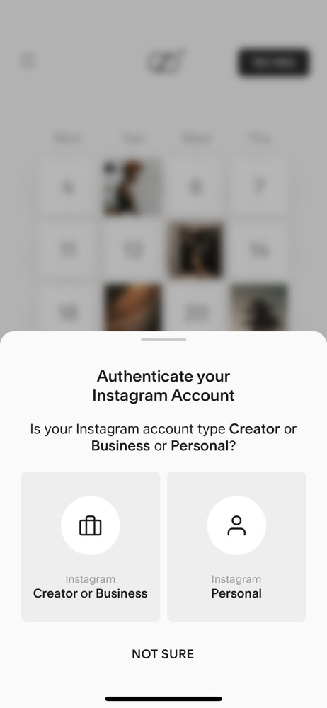 Unfold Select account type screenshot