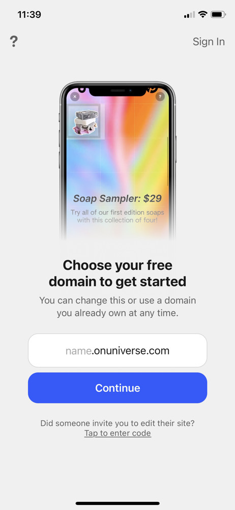 Universe Choose domain screenshot