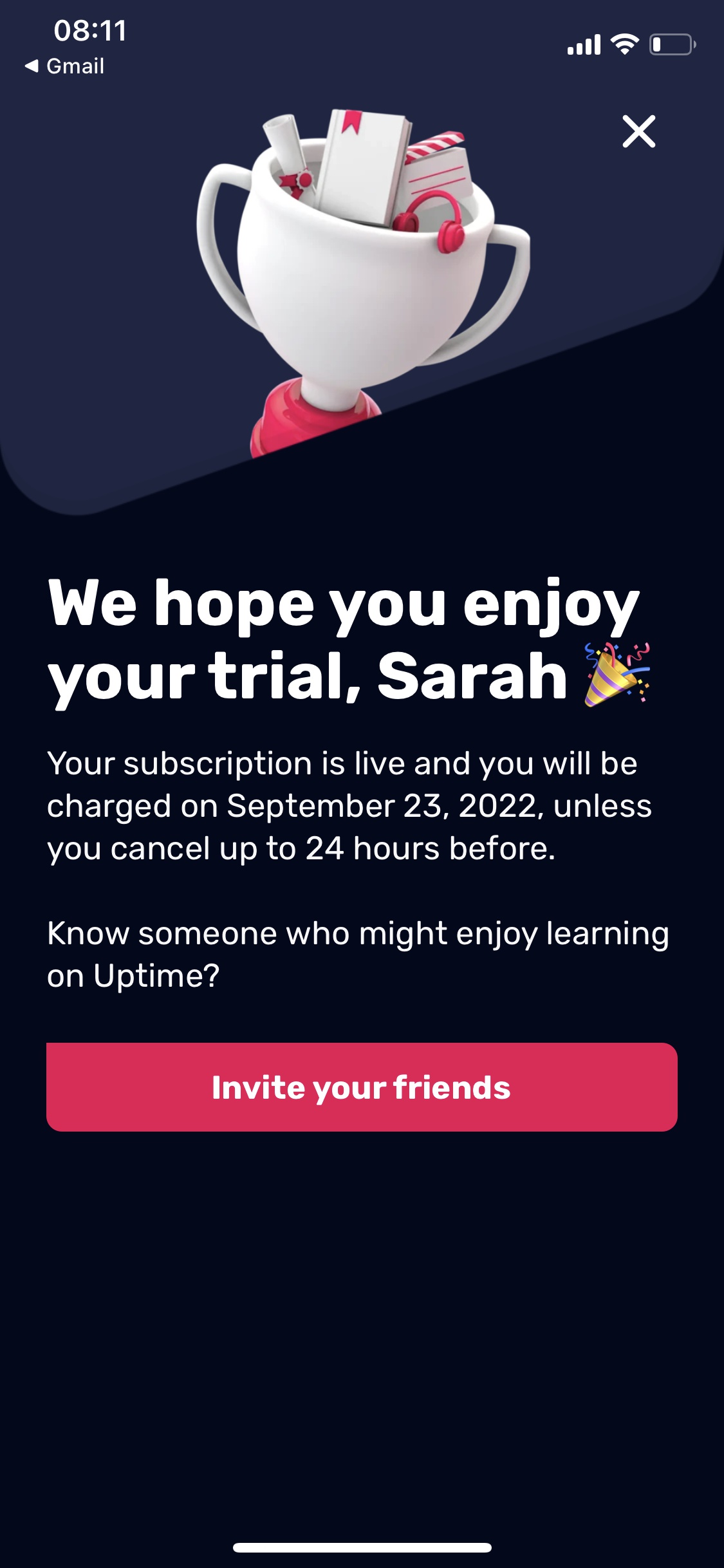 Screenshot of Uptime - Invite people