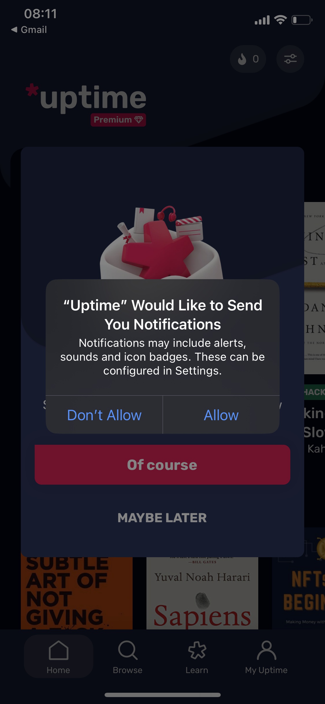 Screenshot of Uptime - Enable notifications