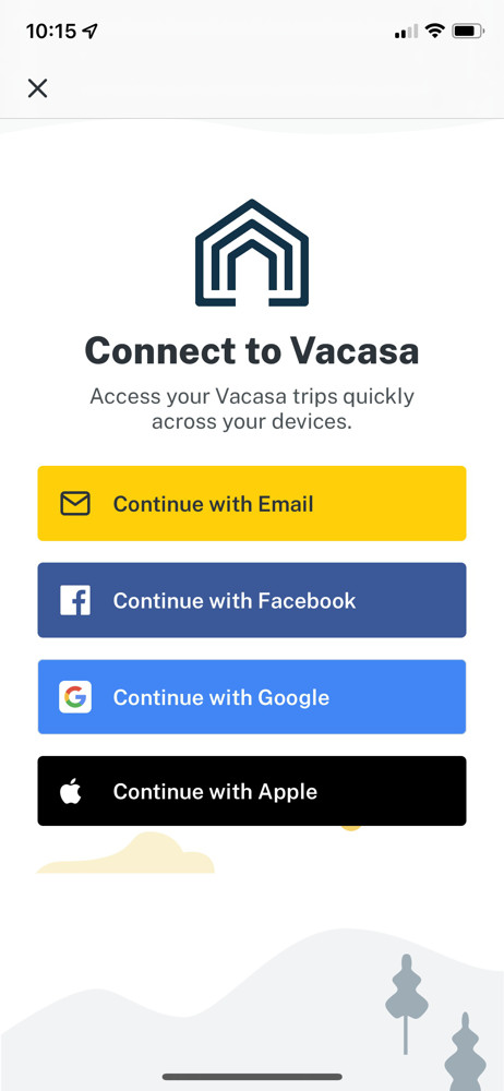 Vacasa Sign up screenshot