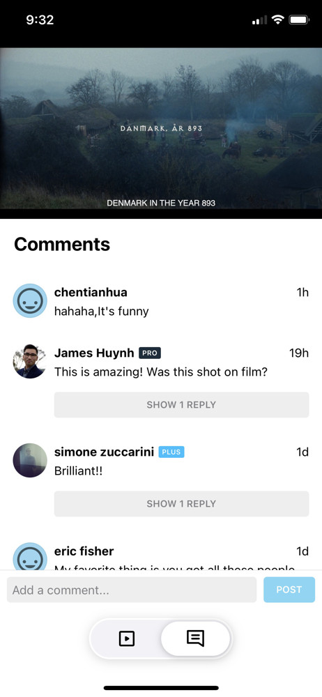 Vimeo Comments screenshot